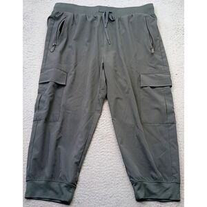 Libin Capri Jogger Pants Women XL Gray Stretch Cargo Pocket Athletic Tapered Leg